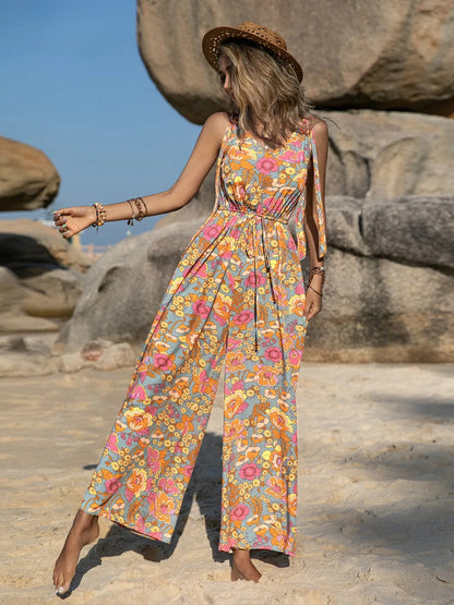 Elegant V-Neck Wide Leg Jumpsuit - adritiX