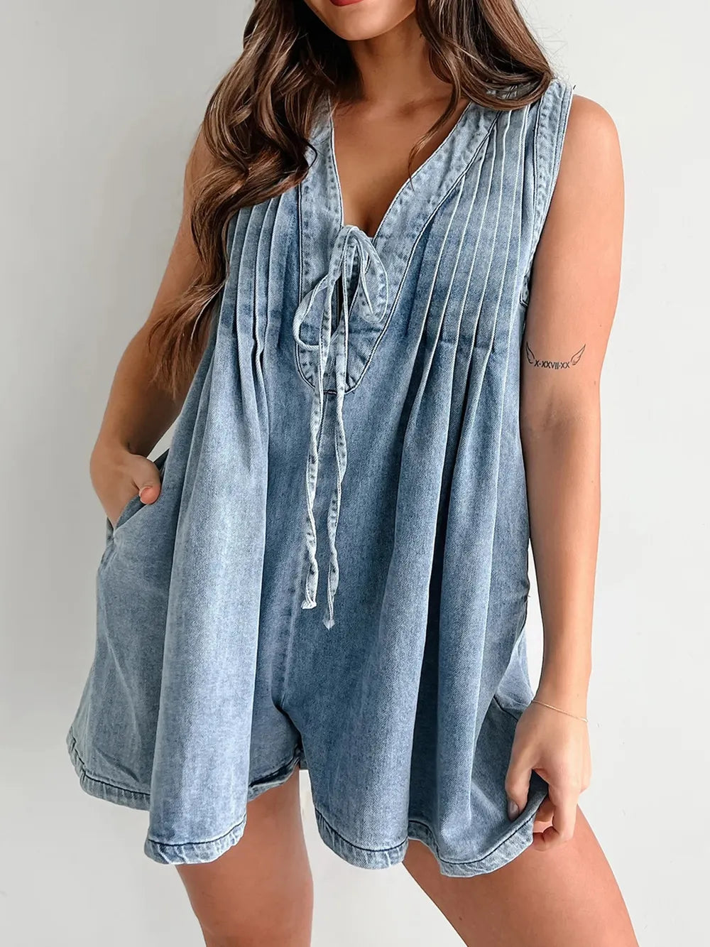 Elegant Tied Romper with Pockets - adritiX