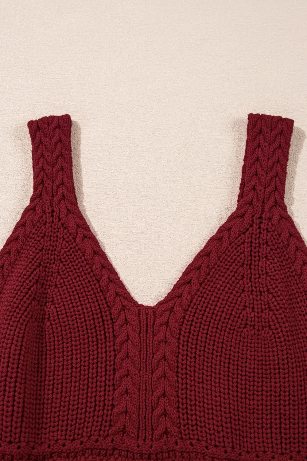 Cable Knit Pointelle Slim Fit V Neck Sweater Vest - adritiX