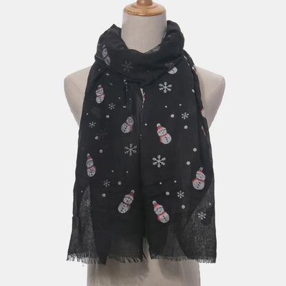 Fringe Snowman Polyester Scarf - adritiX
