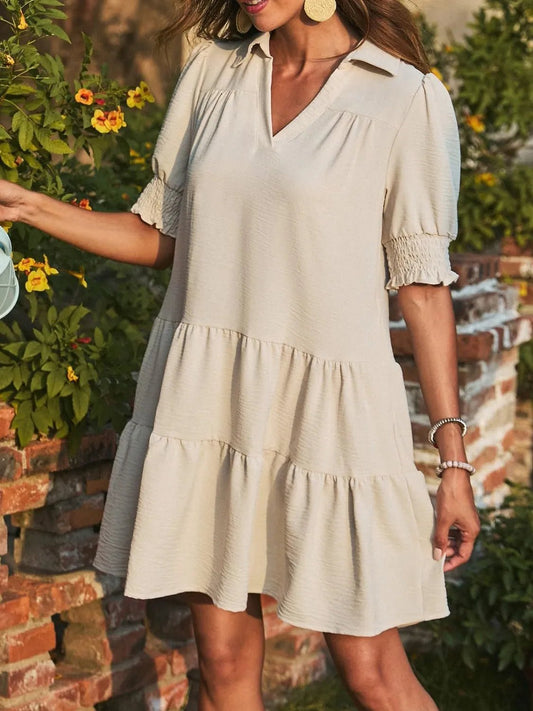 Johnny Collar Short Sleeve Mini Dress - adritiX