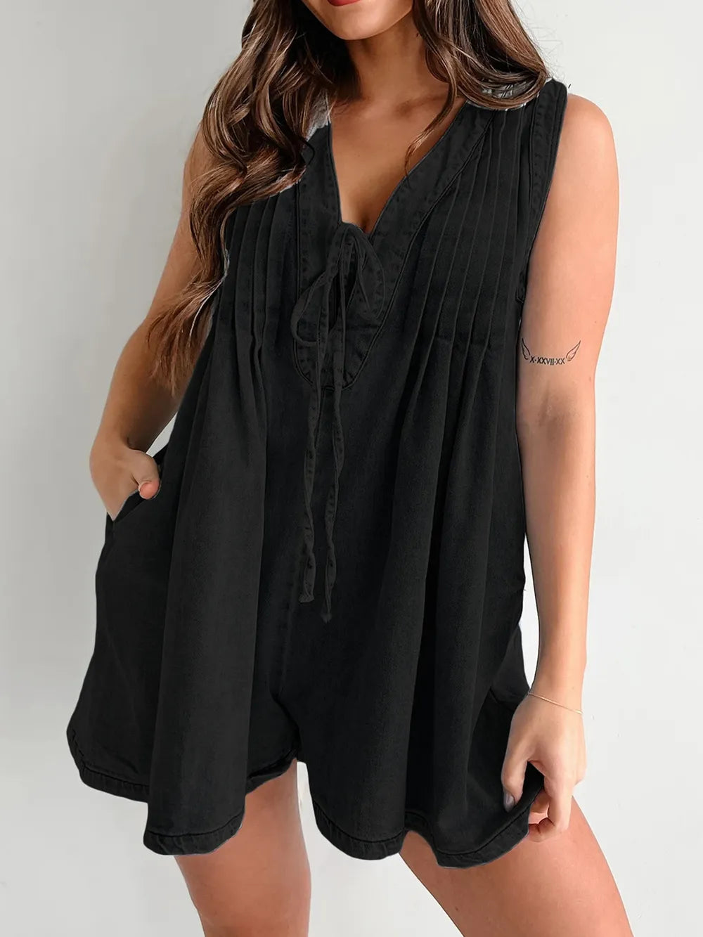 Elegant Tied Romper with Pockets - adritiX