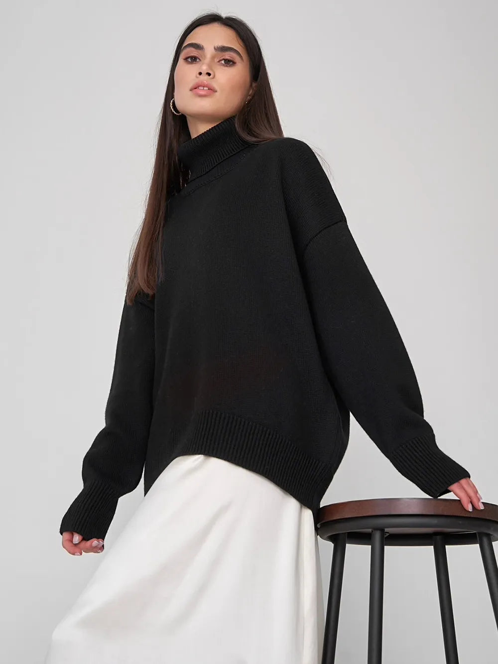 Turtleneck Long Sleeve Sweater - adritiX