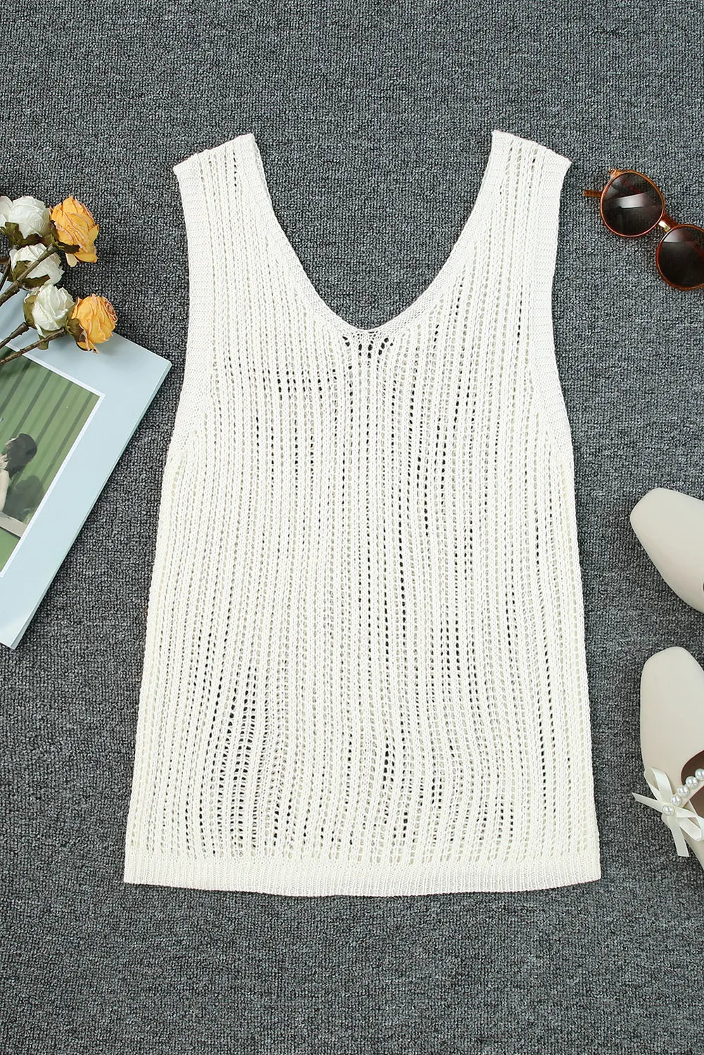 V-Neck Wide Strap Knit Vest - adritiX