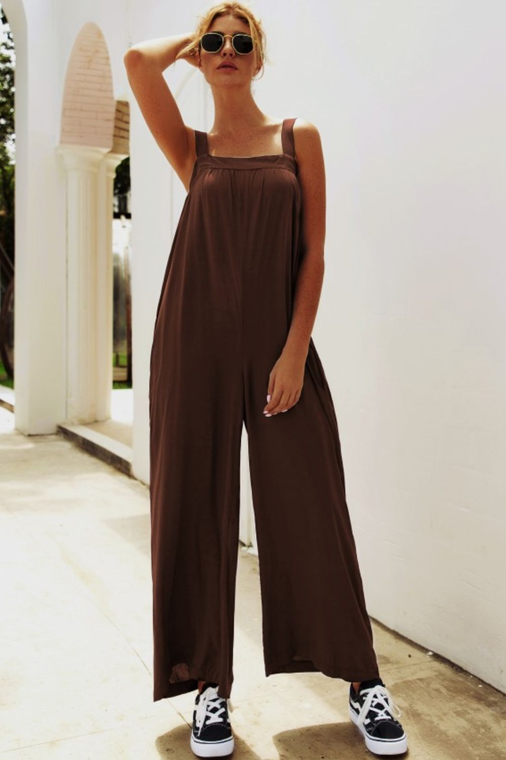 Elegant Wide Strap Wide Leg Jumpsuit - adritiX