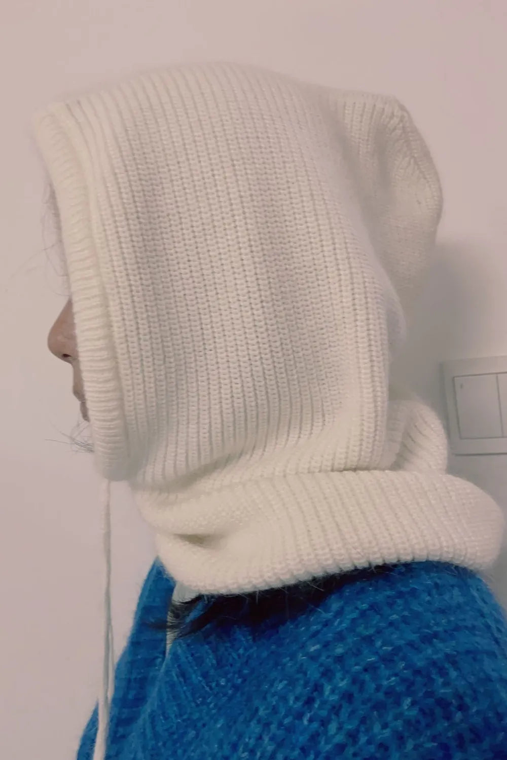 Drawstring Solid Color Thermal Knit Hat - adritiX