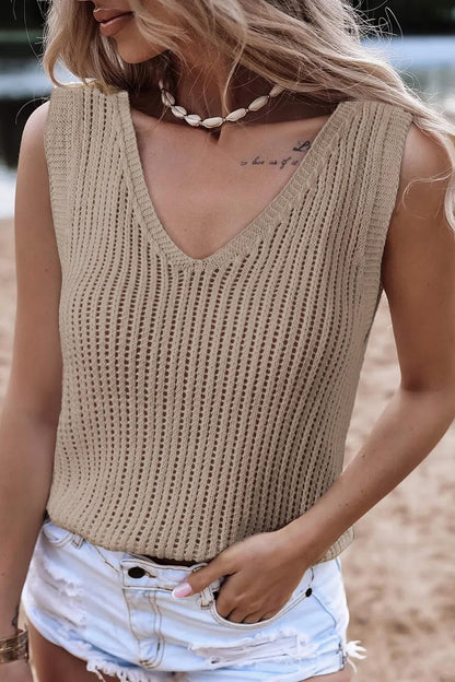 V-Neck Wide Strap Knit Vest - adritiX