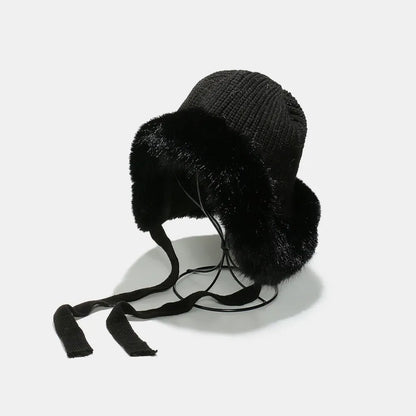 Thermal Tied Fuzzy Winter Hat - adritiX