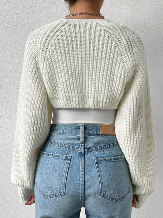 Honey Open Front Long Sleeve Cropped Cardigan - adritiX