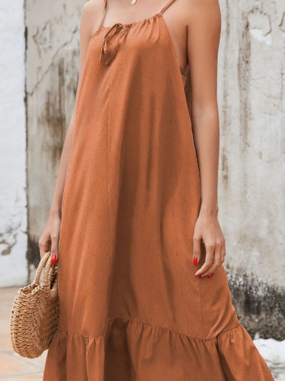 Ruffled Hem Midi Cami Dress - adritiX