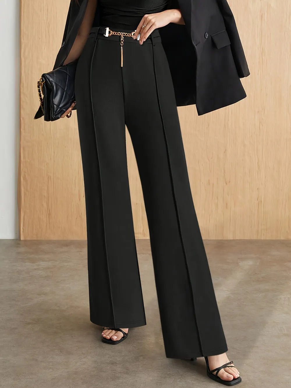 Chain Detail High Waist Pants - adritiX