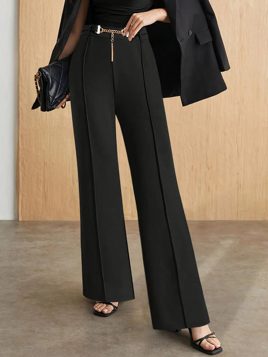 Chain Detail High Waist Pants - adritiX