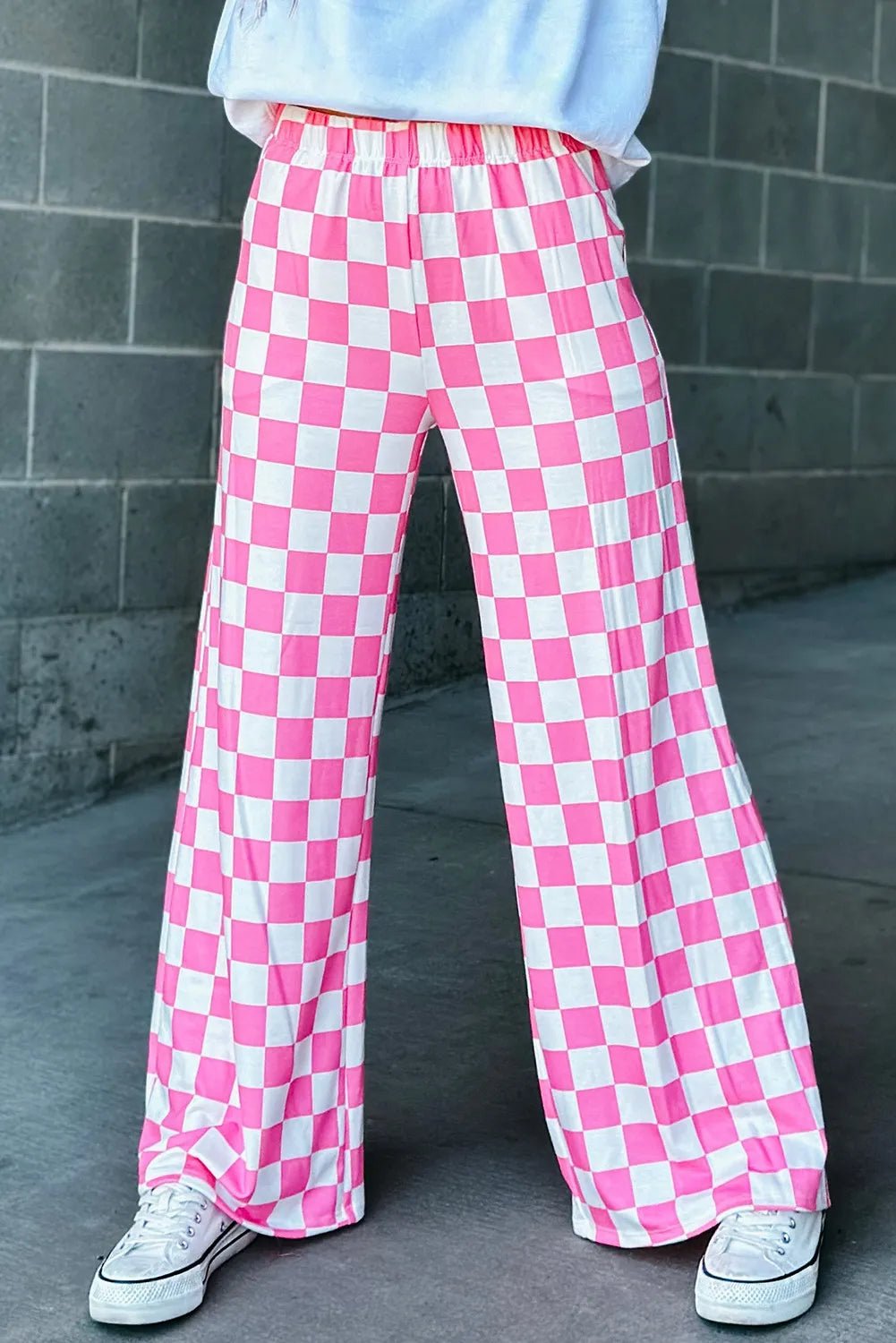 Checkered Chic Wide Leg Pants - Effortless Style for Confident Looks - adritiX