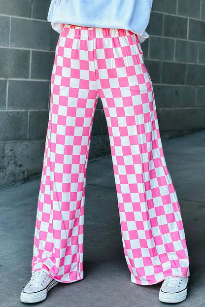 Checkered Chic Wide Leg Pants - Effortless Style for Confident Looks - adritiX