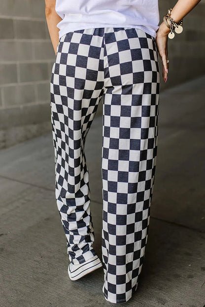 Checkered Chic Wide Leg Pants - Effortless Style for Confident Looks - adritiX