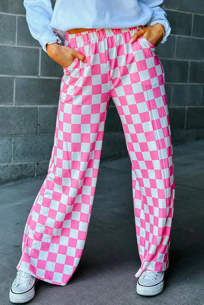 Checkered Chic Wide Leg Pants - Effortless Style for Confident Looks - adritiX