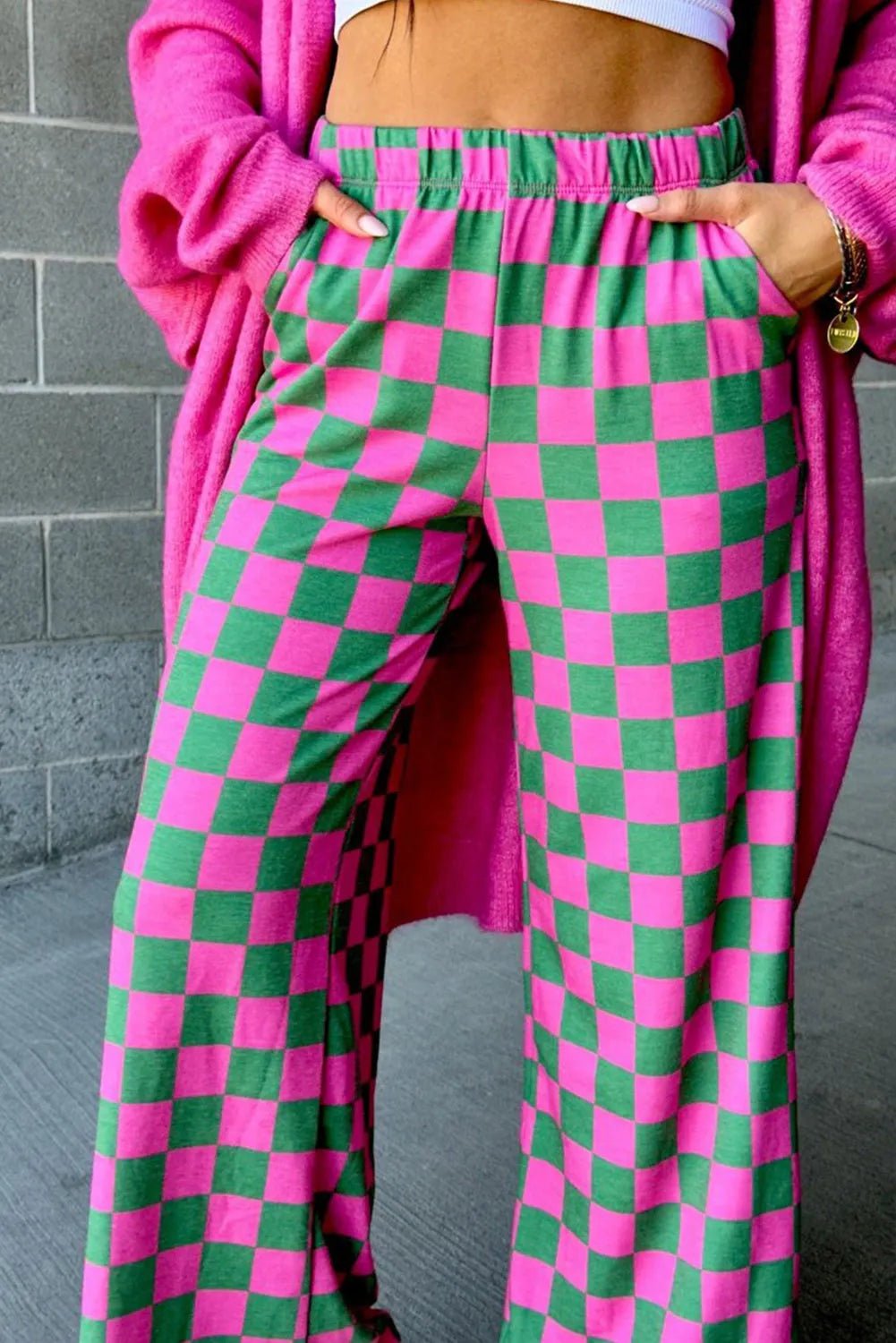 Checkered Chic Wide Leg Pants - Effortless Style for Confident Looks - adritiX