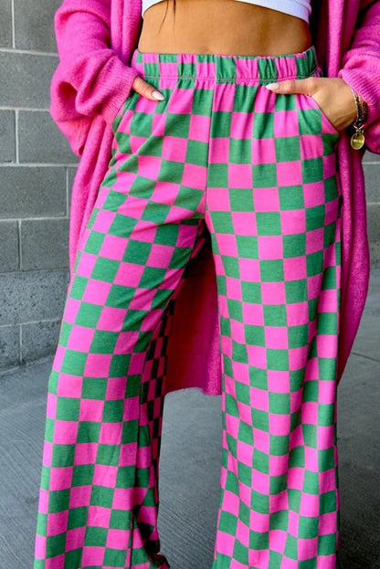 Checkered Chic Wide Leg Pants - Effortless Style for Confident Looks - adritiX