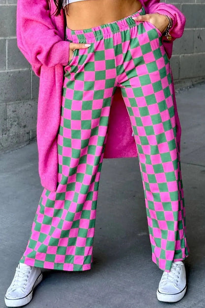 Checkered Chic Wide Leg Pants - Effortless Style for Confident Looks - adritiX