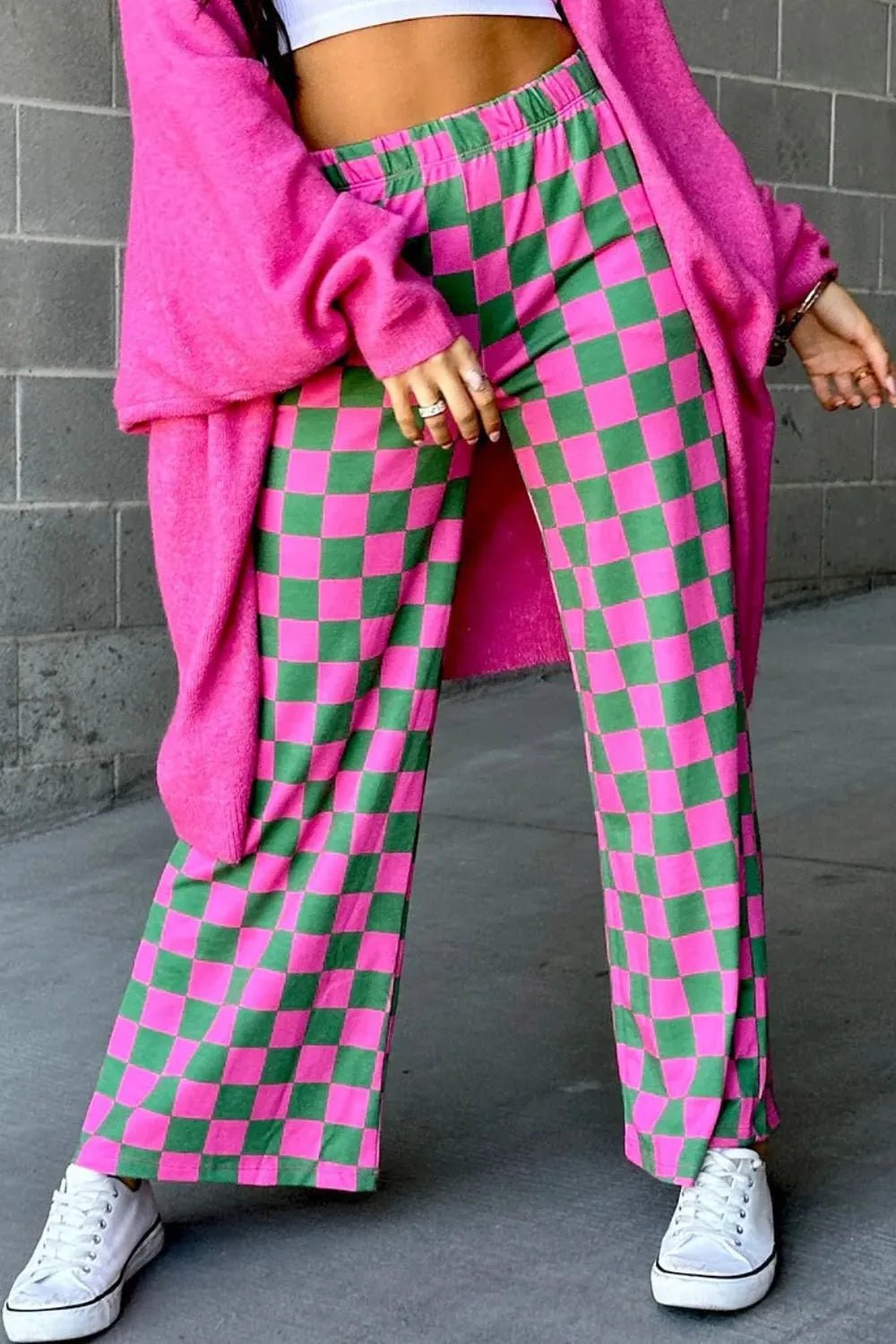 Checkered Chic Wide Leg Pants - Effortless Style for Confident Looks - adritiX