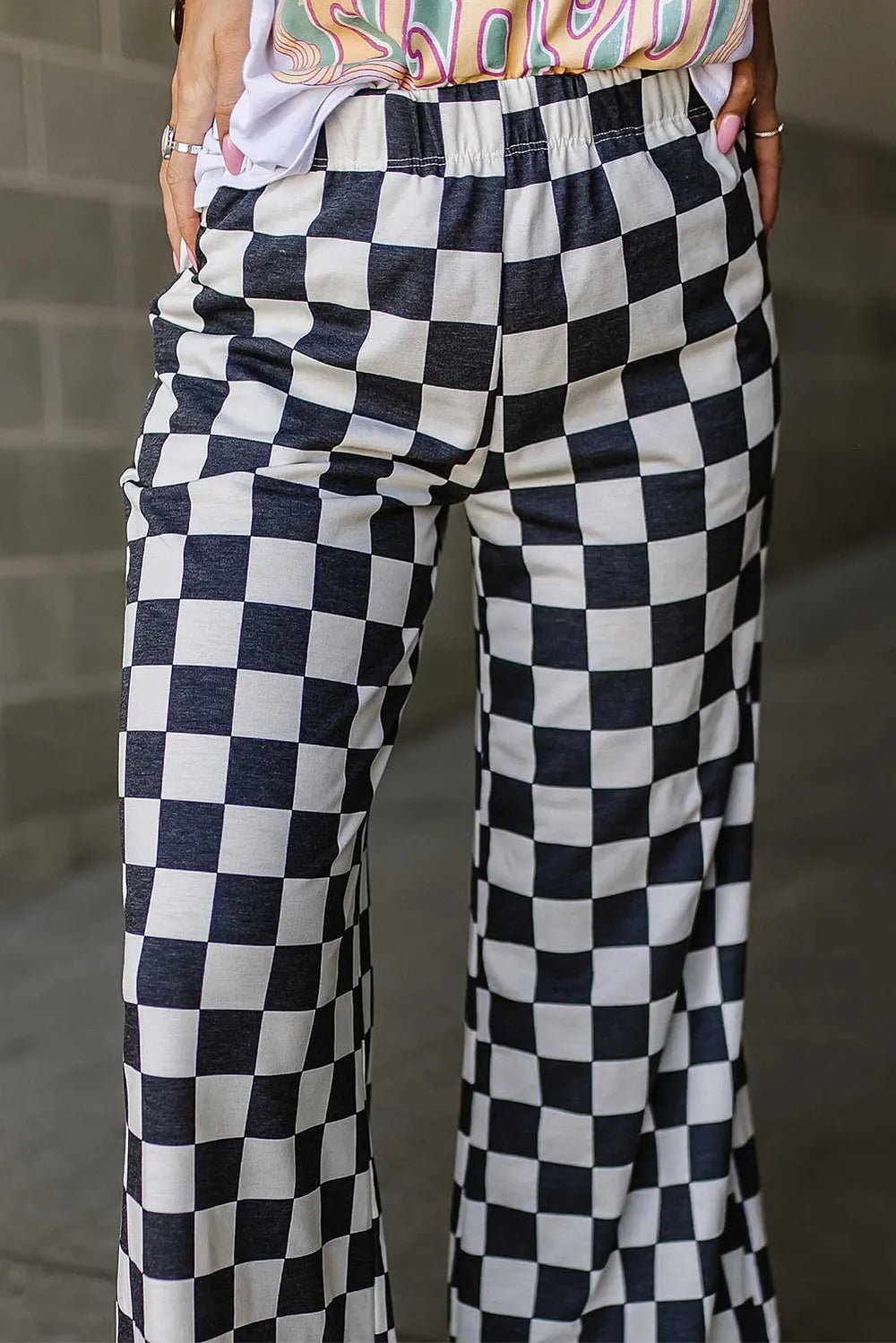 Checkered Chic Wide Leg Pants - Effortless Style for Confident Looks - adritiX