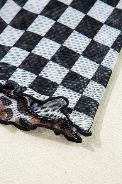 Checkered Round Neck Sleeveless Midi Dress - adritiX