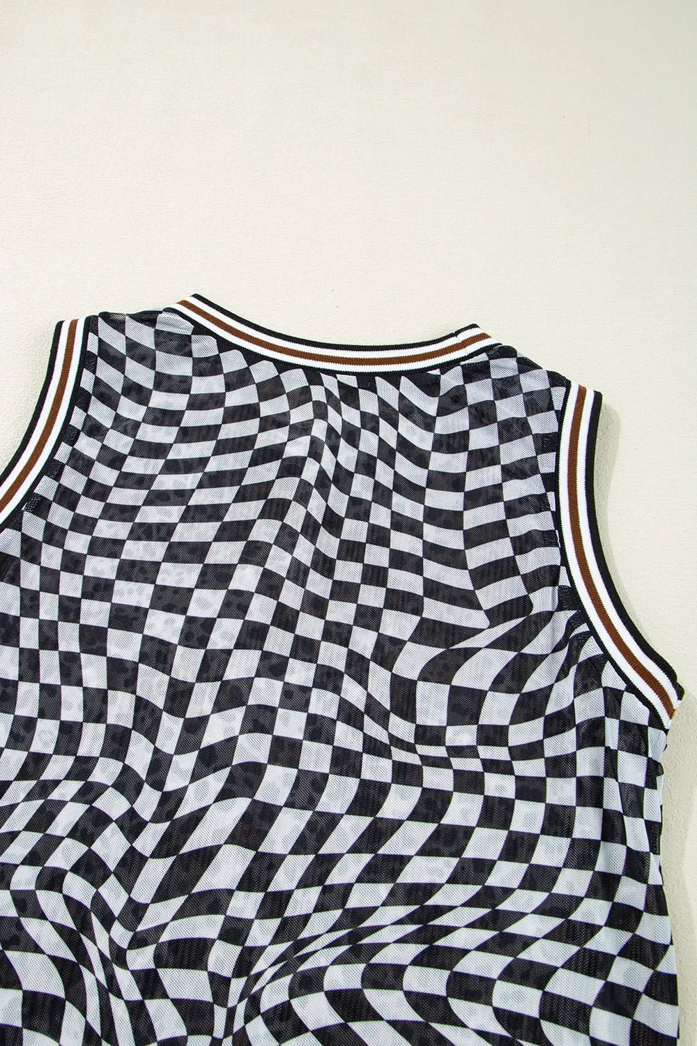 Checkered Round Neck Sleeveless Midi Dress - adritiX