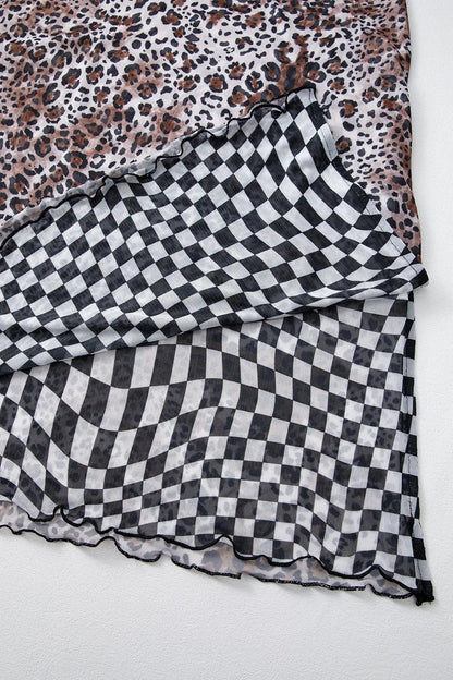 Checkered Round Neck Sleeveless Midi Dress - adritiX