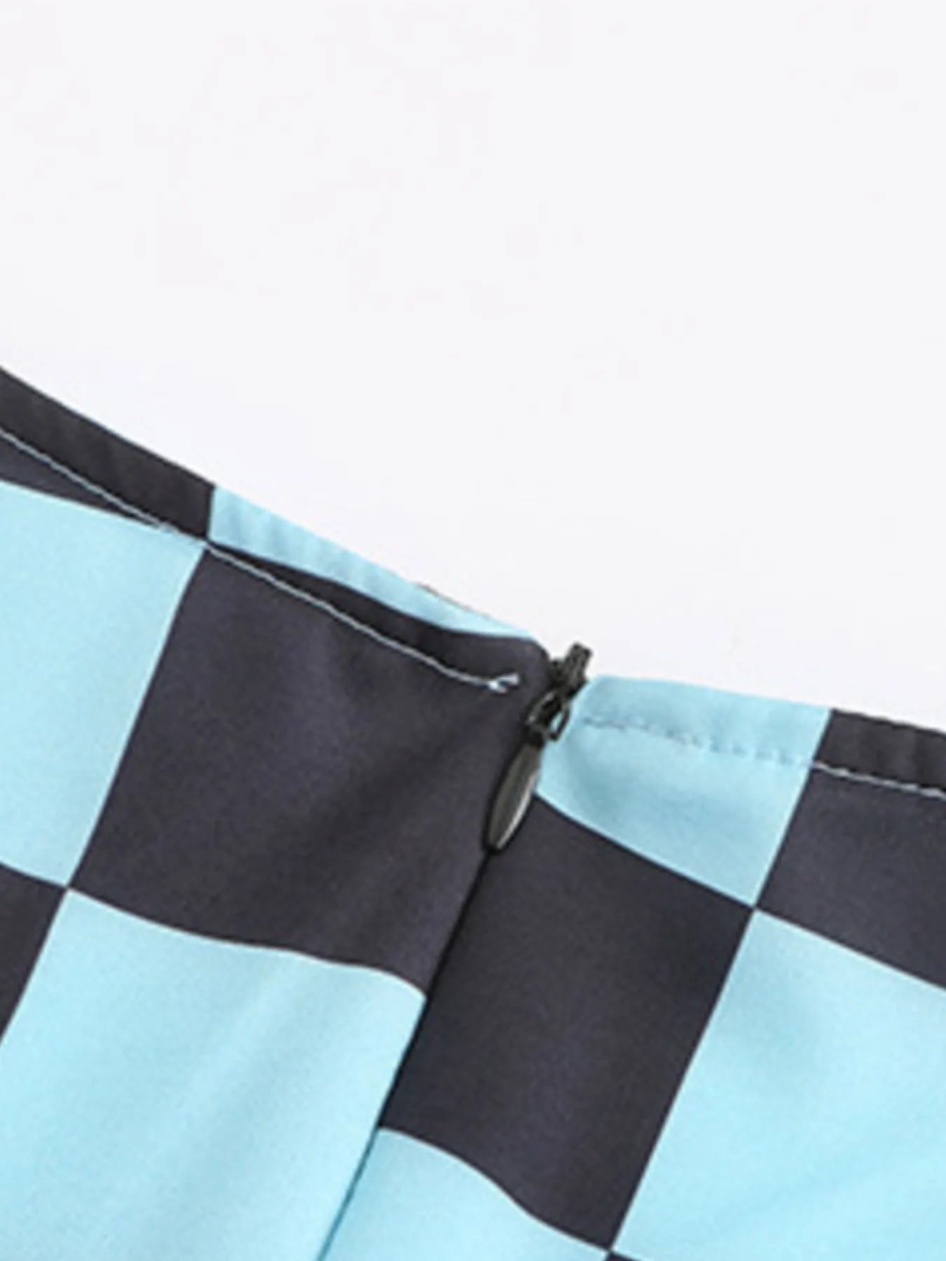 Checkered Short Sleeve Tiered Mini Dress - adritiX