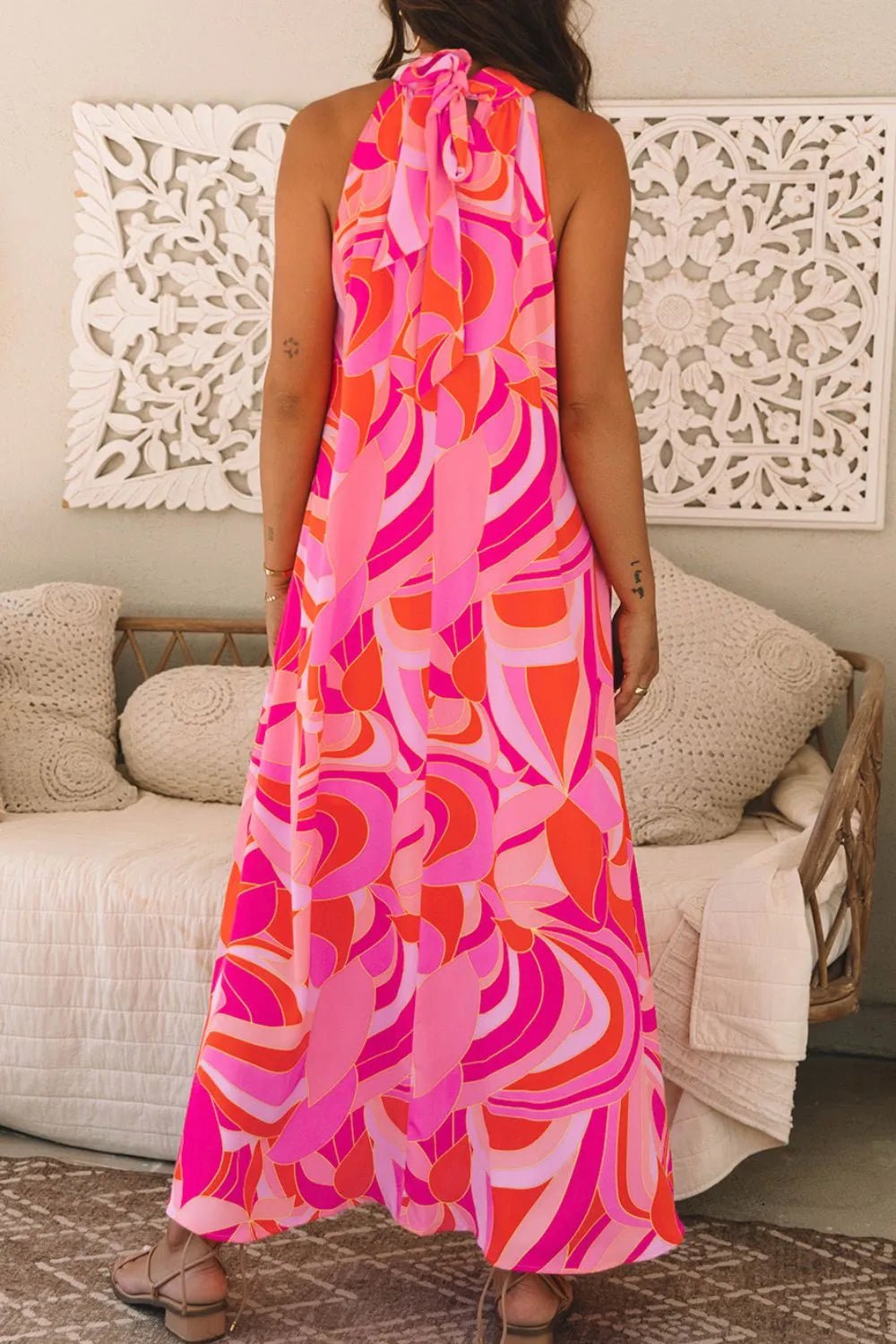 Contrast Grecian Neck Maxi Dress - adritiX