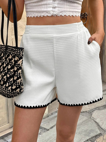 Contrast Trim Shorts with Pockets - adritiX