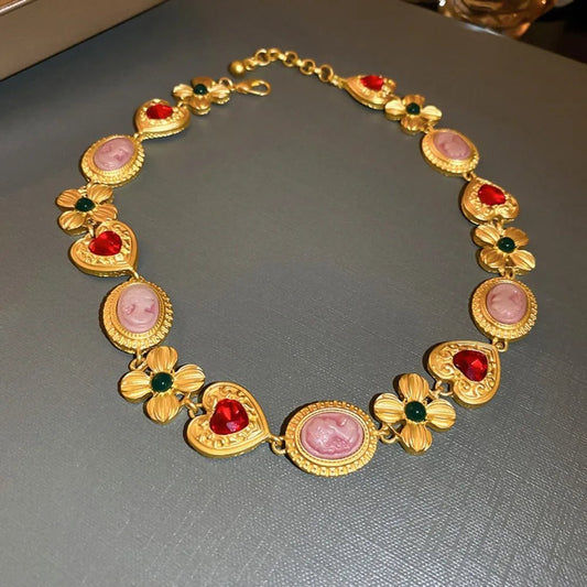 Copper Inlaid Rhinestone Necklace - adritiX