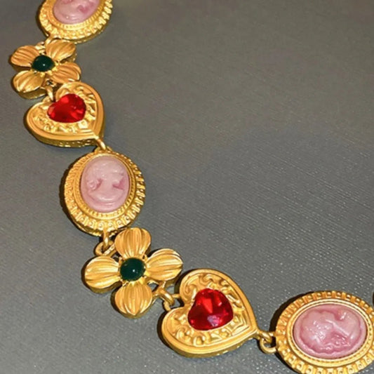 Copper Inlaid Rhinestone Necklace - adritiX