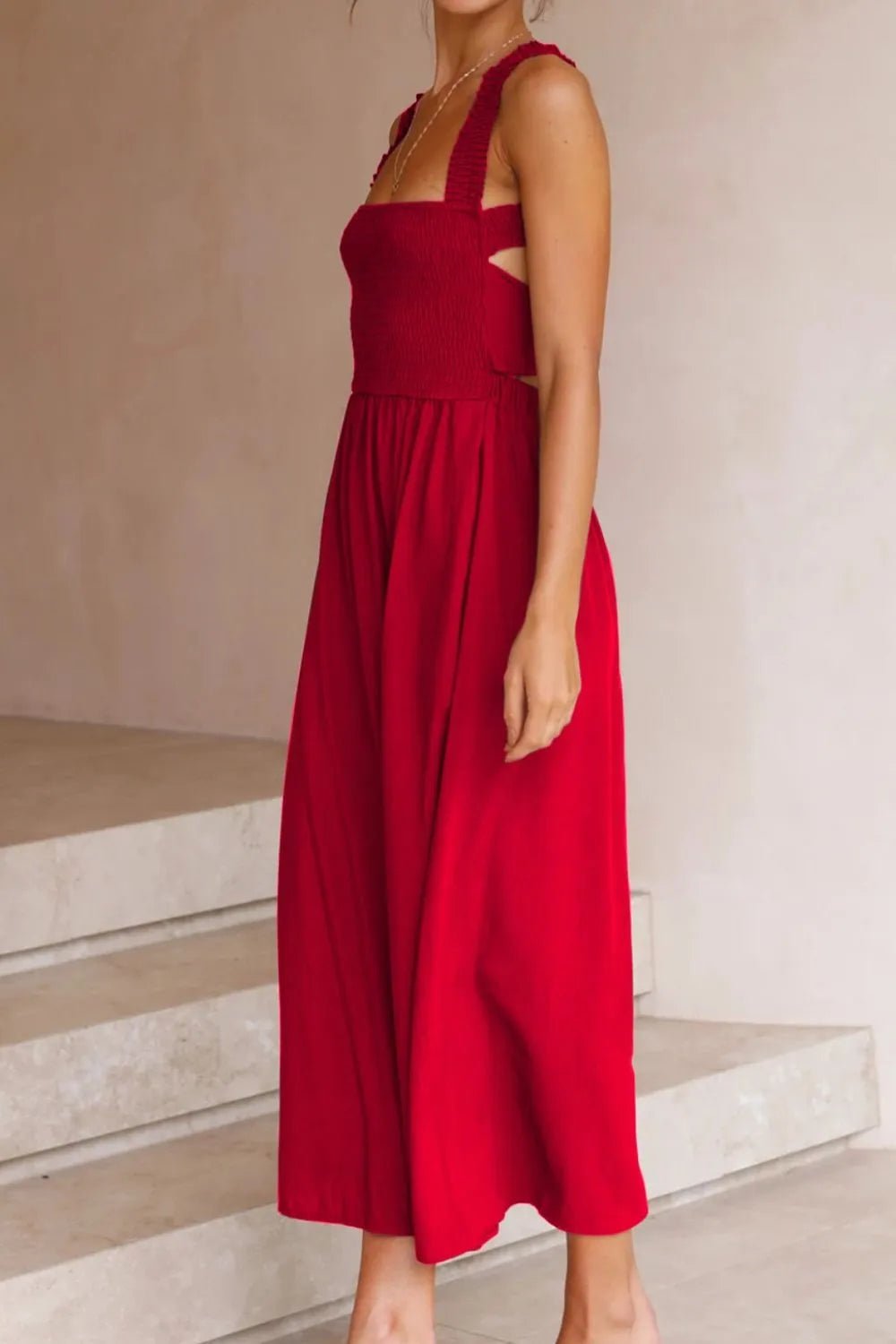 Crisscross Smocked Wide Strap Dress - adritiX