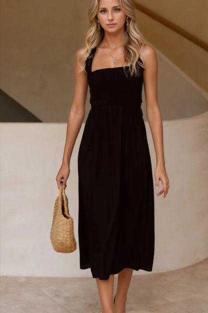 Crisscross Smocked Wide Strap Dress - adritiX