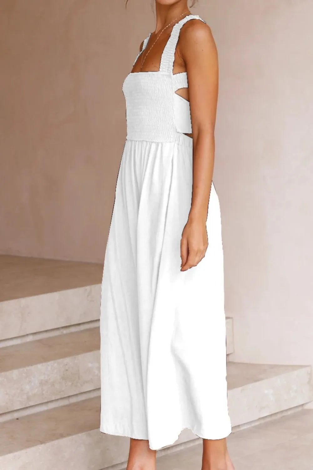 Crisscross Smocked Wide Strap Dress - adritiX
