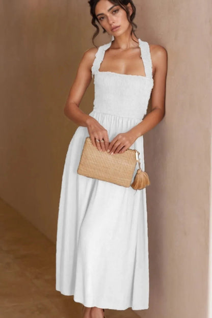 Crisscross Smocked Wide Strap Dress - adritiX