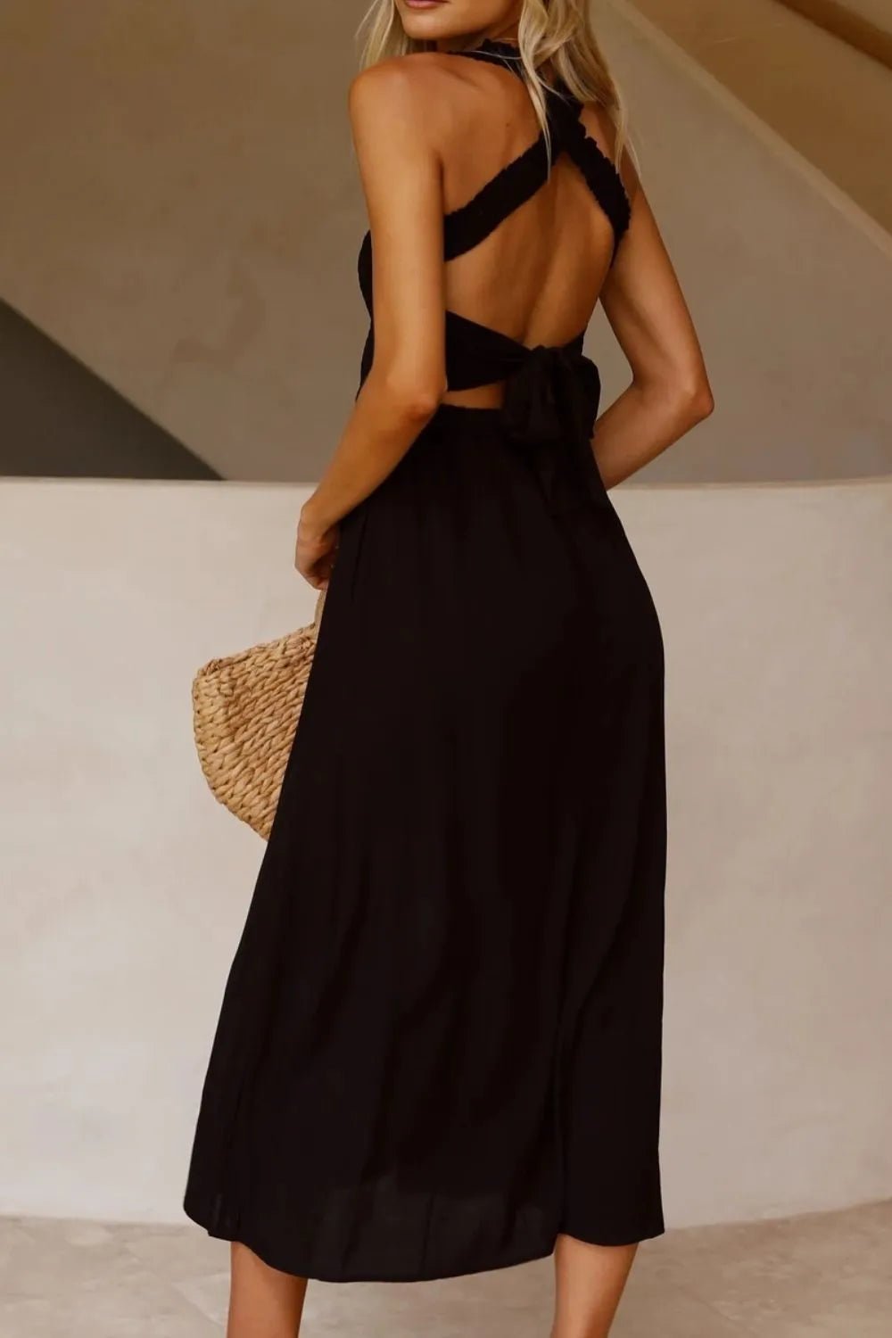 Crisscross Smocked Wide Strap Dress - adritiX