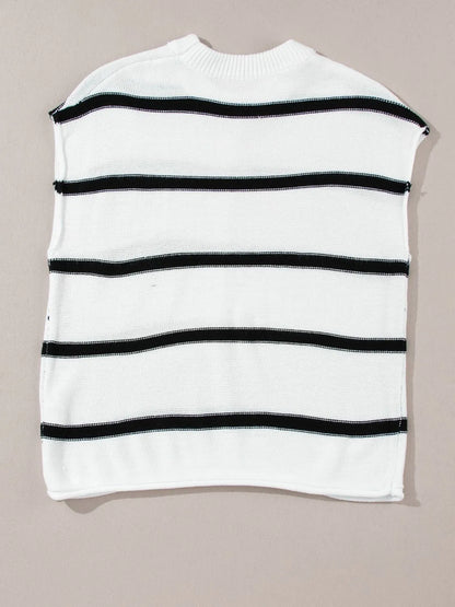 Striped Batwing Sleeve Knit Top - adritiX