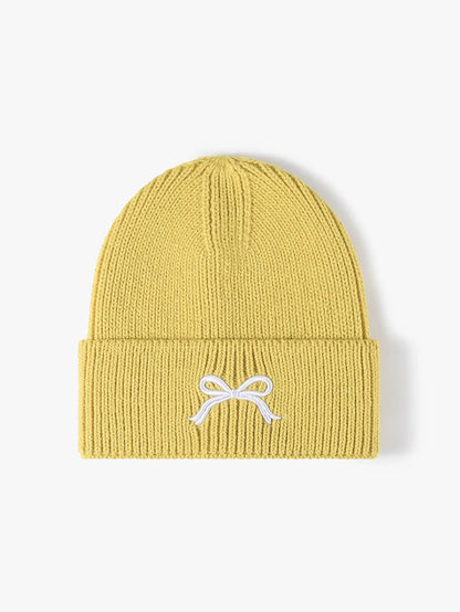 Embroidered Bow Knit Hat - adritiX