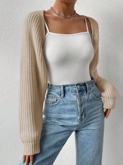 Honey Open Front Long Sleeve Cropped Cardigan - adritiX