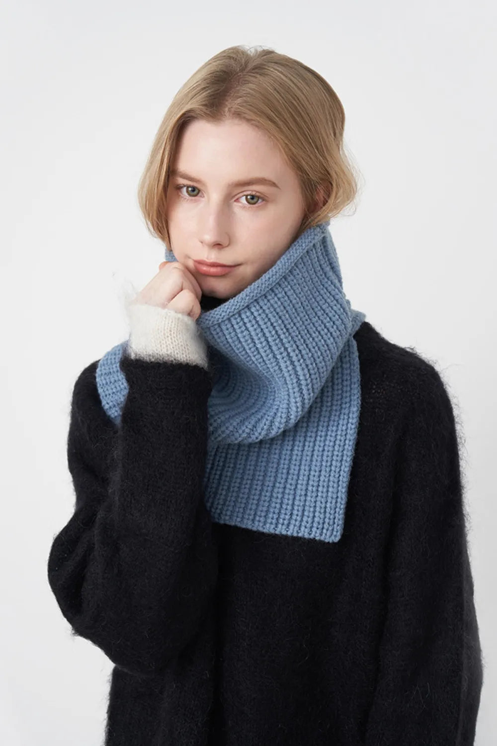 Slit Pullover Knit Scarf - adritiX