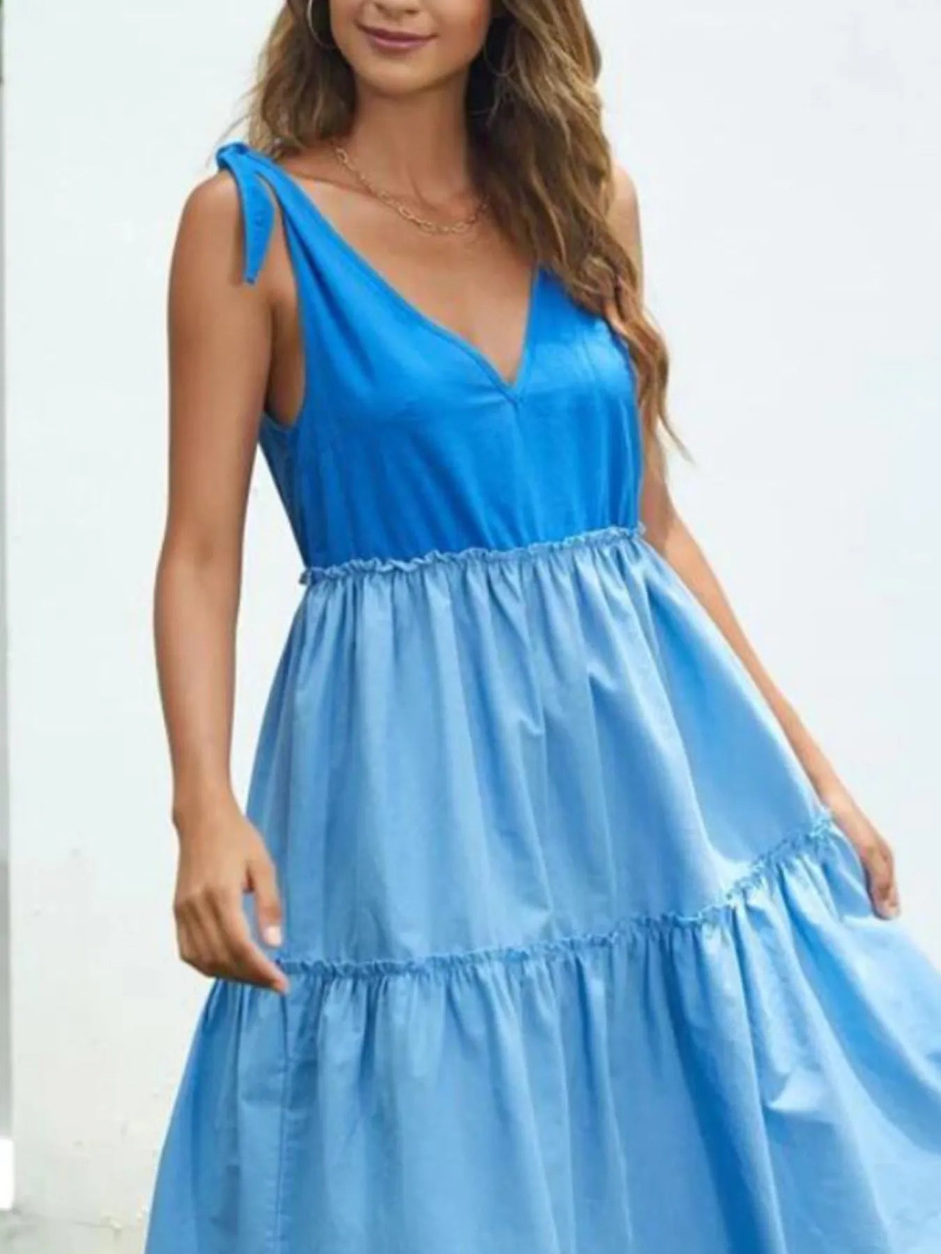 Colorblock Tiered Midi Tank Dress - adritiX