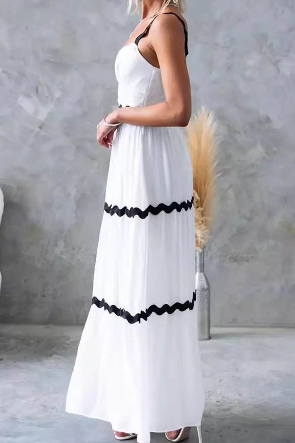 Tiered Maxi Dress with Scalloped Trim - adritiX