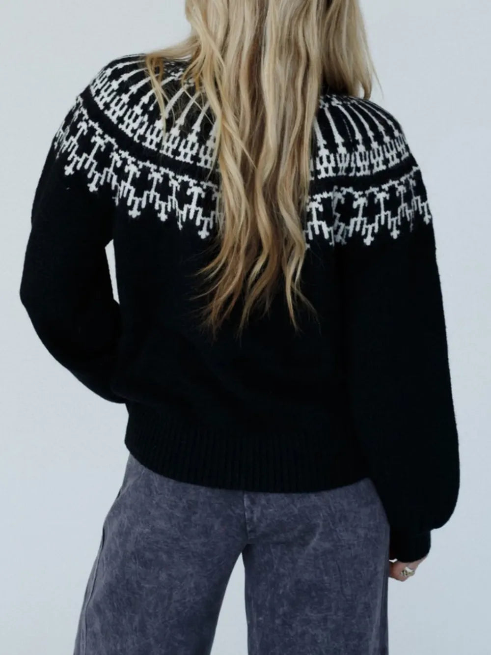 Contrast Turtleneck Long Sleeve Sweater - adritiX