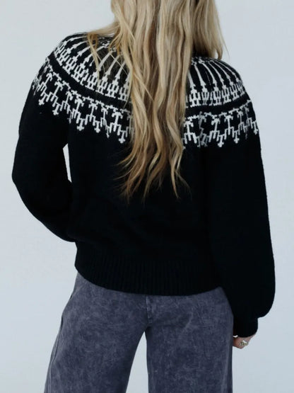 Contrast Turtleneck Long Sleeve Sweater - adritiX