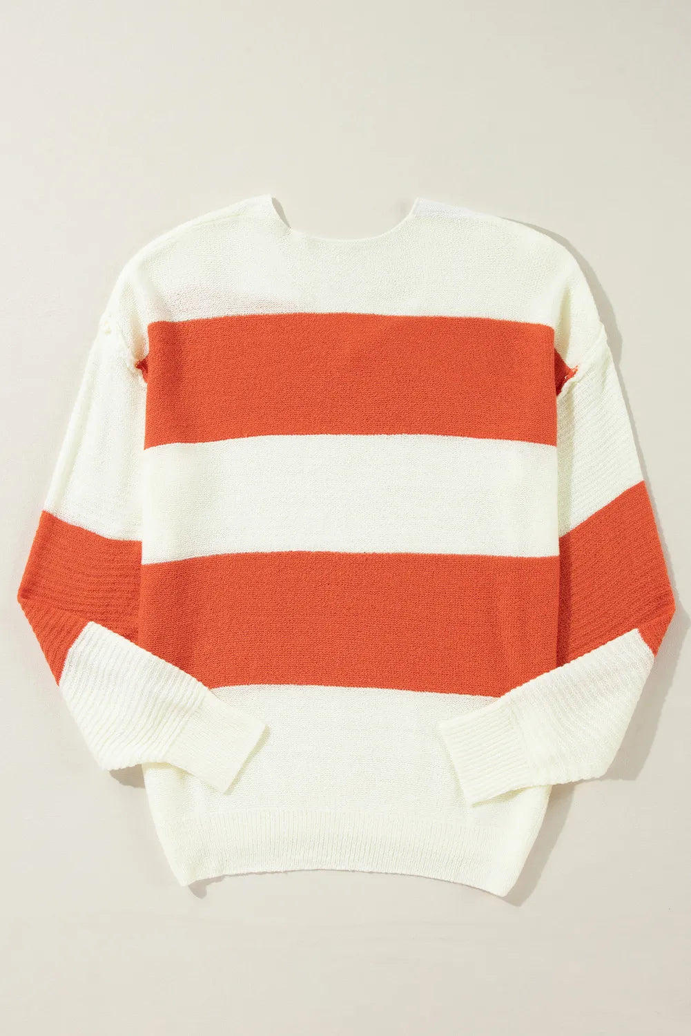Color Block Dropped Shoulder V-Neck Sweater - adritiX