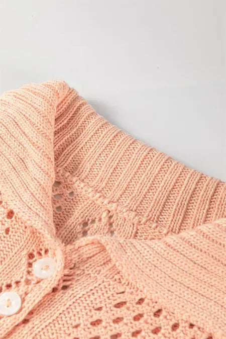 Cutout Collared Neck Three-Quarter Sleeve Sweater - adritiX