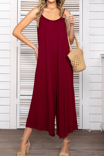 Elegant Spaghetti Strap Scoop Neck Jumpsuit - adritiX