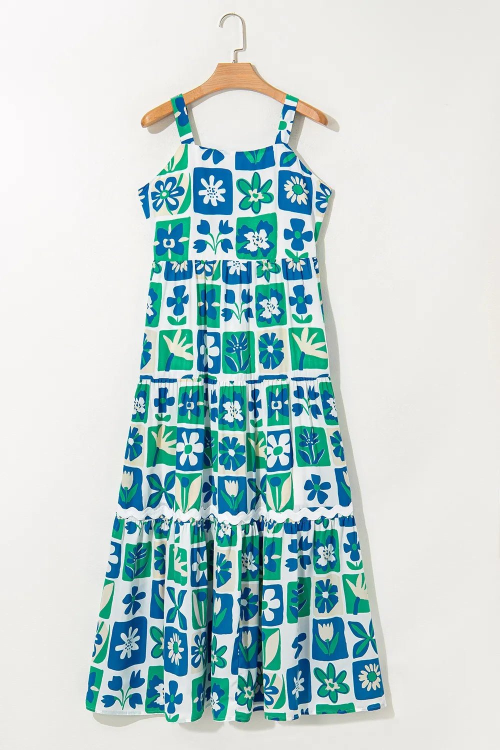 Floral Mixed Pattern Ruffle Flutter Sleeve Buttoned Dress - adritiX